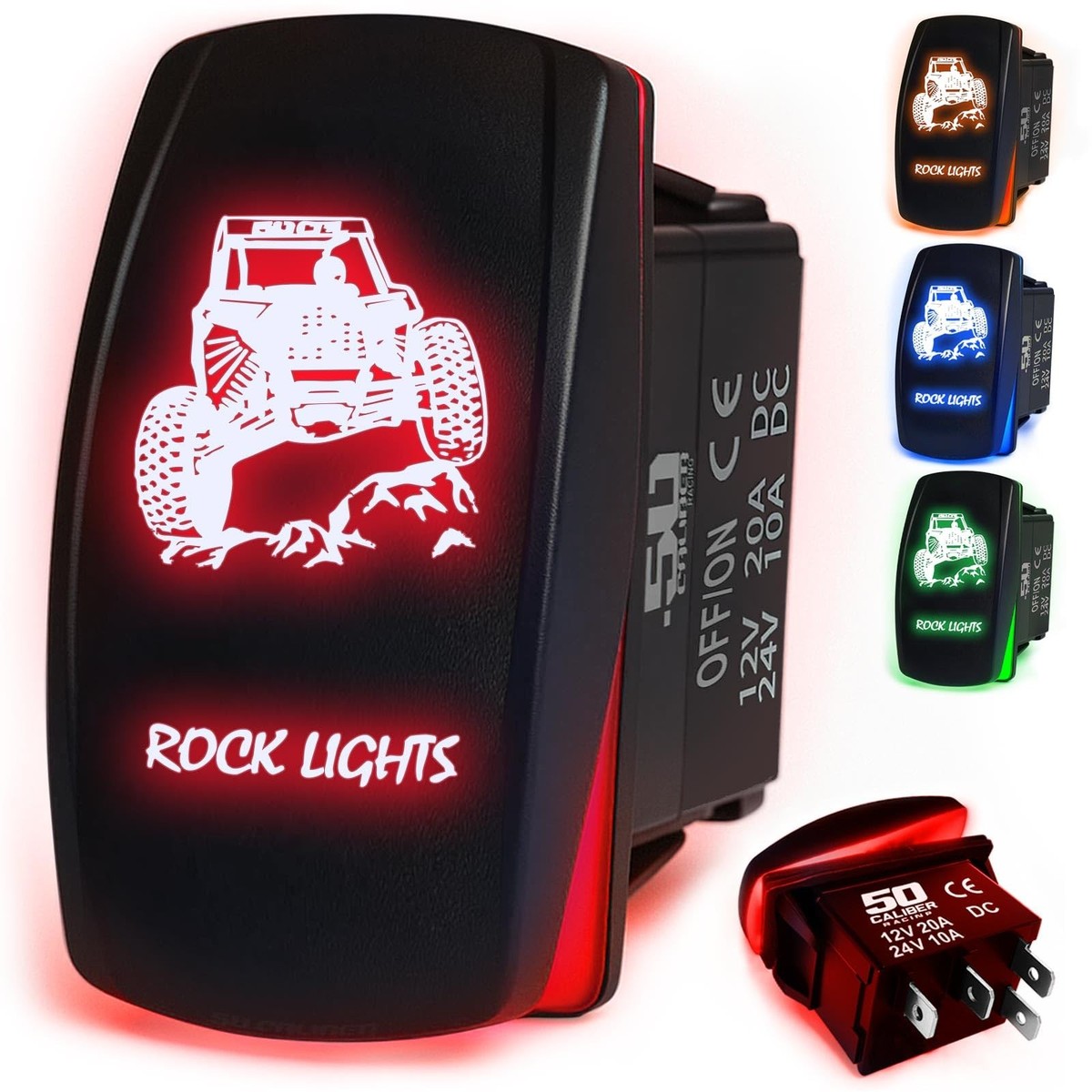 RZR Rocker Switch ON/Off LED Backlit -Rock Lights RZR- UTV, Auto