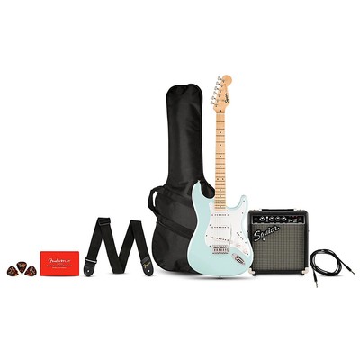 Squier Sonic Stratocaster LE Maple FB Guitar Pack w/Frontman 10G Amp Sonic Blue