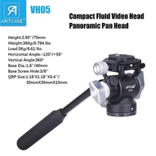 VH05 Video Head, Tripod Fluid Head Pan Tilt Head with Quick Release Plate