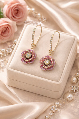 US Seller Betsey Johnson Rose Dangle Earrings Multi-color