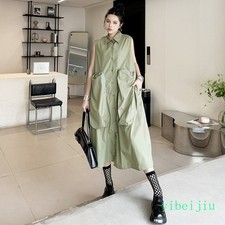 Casual Large Pocket Workwear Sleeveless Dress Women's Summer Personalized A-line