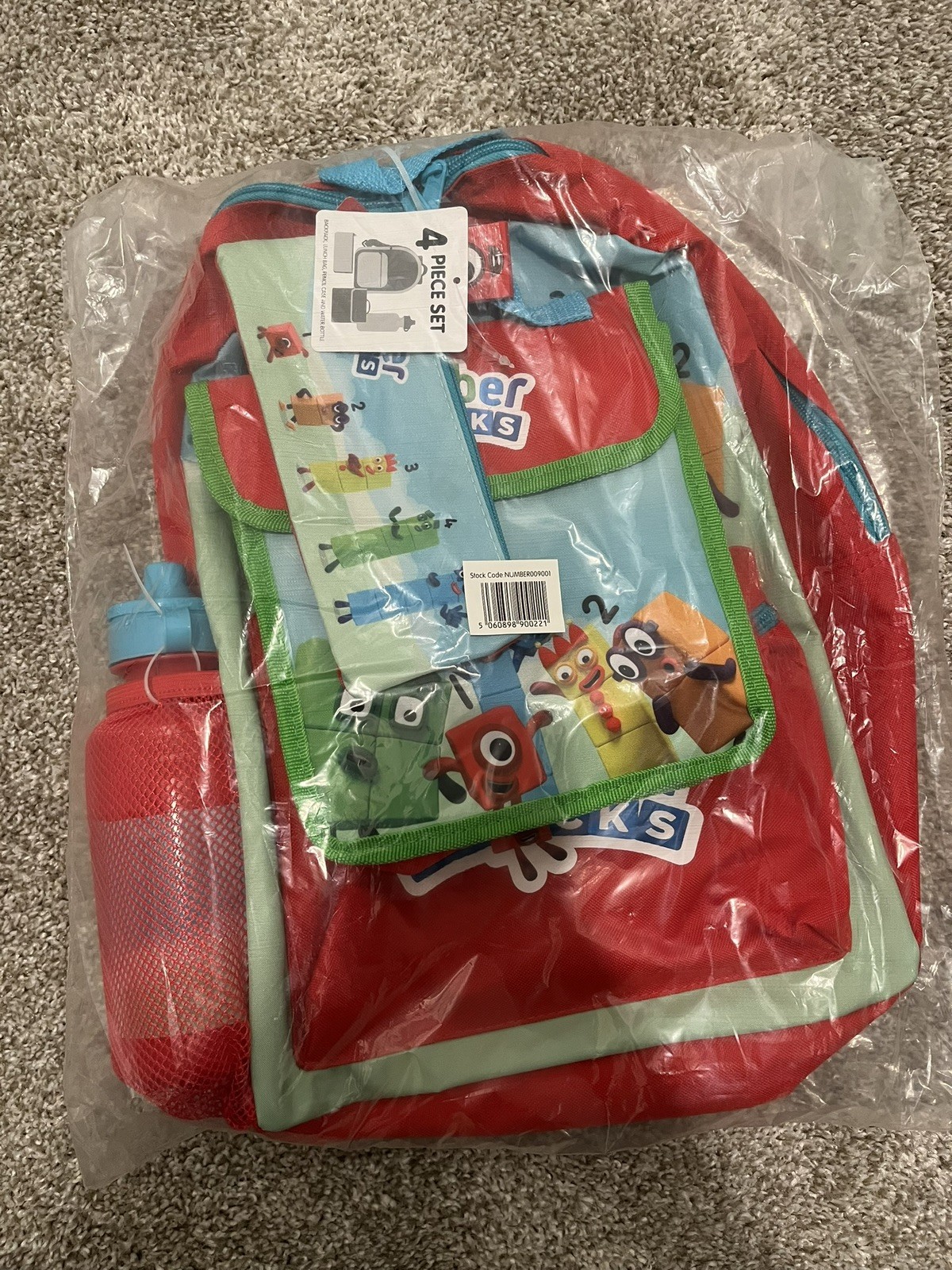 4 Pc School Set Lunch Bag,water Bottle & Pencil Case
