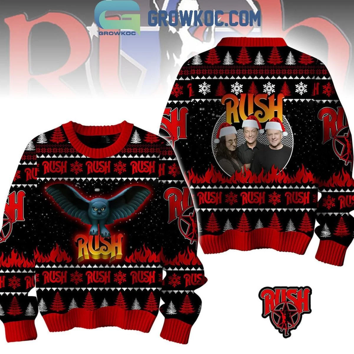 Rush Band Merry Christmas Happy Holidays Ugly Sweater
