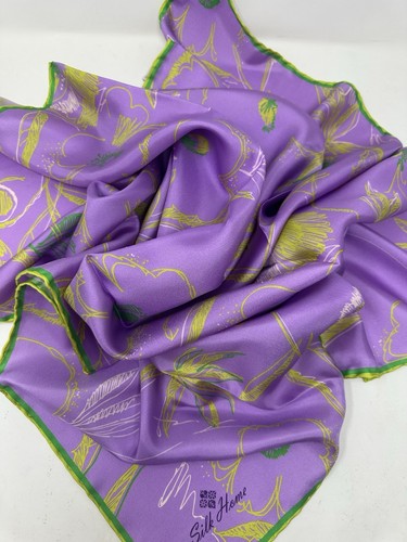 Sciarpa quadrata seta twill lusso casa seta nuova con etichette 35x35", hijab, tichel, - Foto 2 di 3
