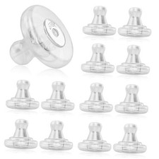 Silicone Earring Backs, 18K Gold Secure Locking Design for Studs, 9.5MM Silver