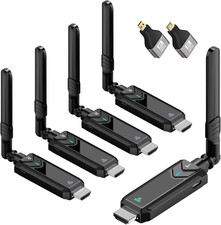 Wireless HDMI Transmitter and 4 Receivers, 2.4G/5G Plug Play Portable Wireless