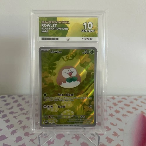 Pokémon TCG Rowlet Perfect Order Illustration Rare 090/088 ACE 10 Gem Mint