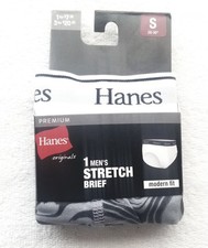 2 Hanes Premium Stretch Brief Modern Fit Gray/Black Cotton/Spandex Small 28-30