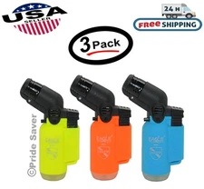 Eagle Neon Torch Lighter Angled Limited Edition Windproof Refillable (3 Lighter)