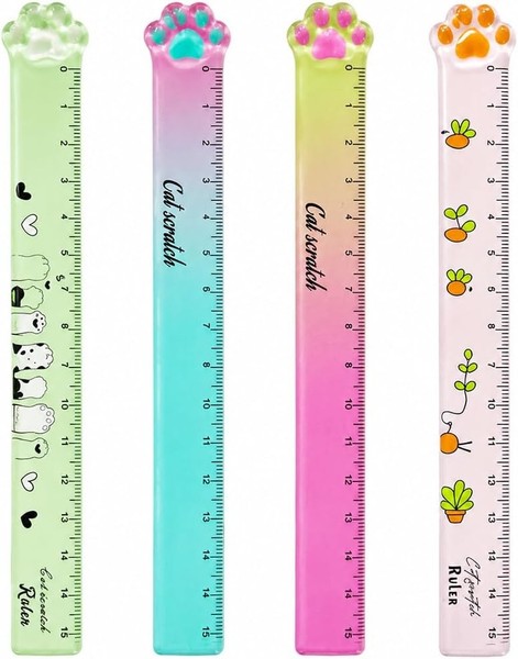 Lineal 15 Cm Meow 4 StüCk Zum Messen Unterstreichen Zeichnen Klar PräZise-image