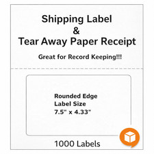 1000 Laser /Ink Jet Labels Click-N-Ship with Tear Off Receipt -Perfect for USPS 