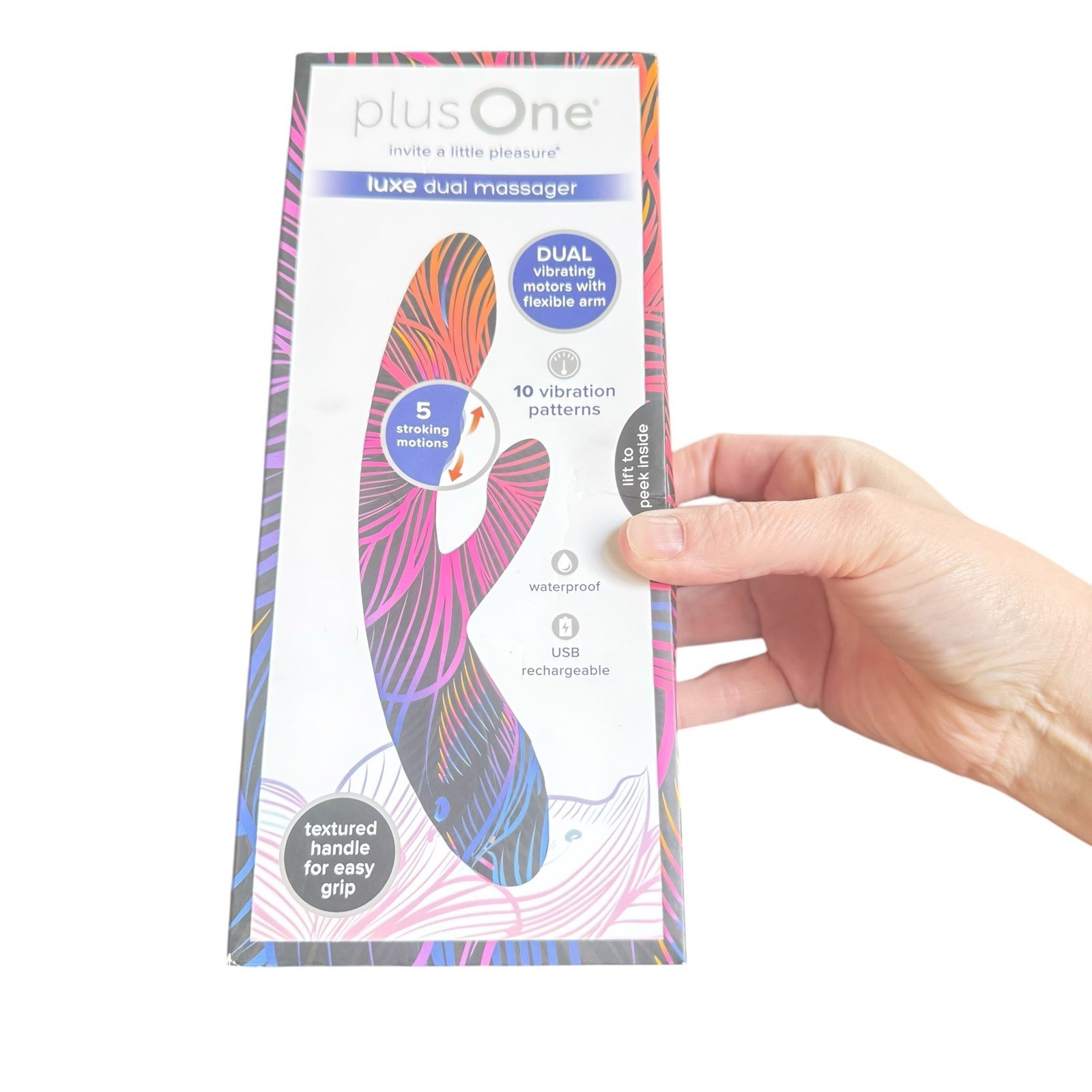  New Plus One LUXE Dual Vibrating Massager Purple/Blue Model 6734 Sealed