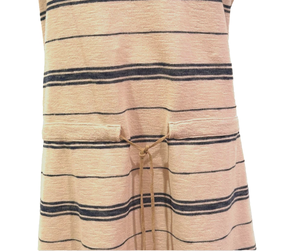 Esprit винтажный синий в полоску галстук талии хлопок смесь мини-платье крышка рукав средний - Изображение 4 из 4