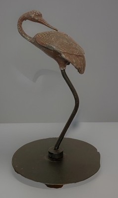 Vintage Metal Crane Sculpture on Stand MCM Bird 7  Small Sweet