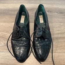 Vintage Gucci Black Alligator Leather Lace Up Derby Dress Shoes Mens Size 10