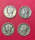 New ListingMercury Dimes 1916-1945 90% Silver Circulated Lot Of 4 different dates