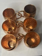 6 Copper Moscow Mule Mugs 100% Pure Copper Hammered Copper Craft