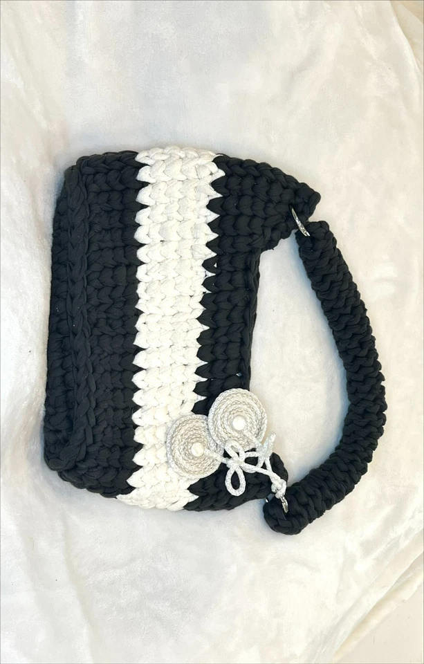 By Lucy - handmade handbag women, black, medium, with strap, cloth made - Image 2 of 2