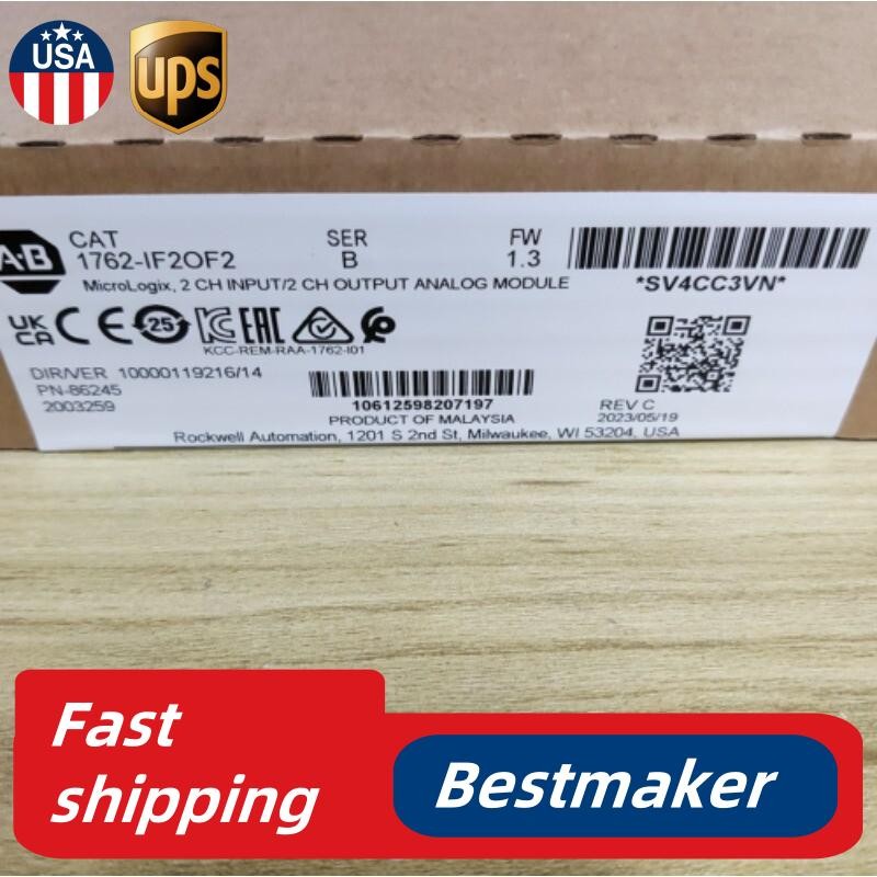 New Factory Sealed Allen-Bradley 1762-IF2OF2 MicroLogix1200 Analog I/O Module