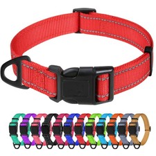 Red Reflective Nylon Dog Collar Adjustable with Quick Release Buckle 5/8"