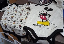 2 Disney MICKEY Mouse One Piece Bodysuits Infant 0-3 Months NWOT