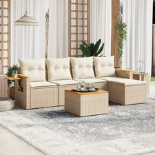 Garden Sofa Set Beige PE rattan Large Modular Garden Sofa Set
