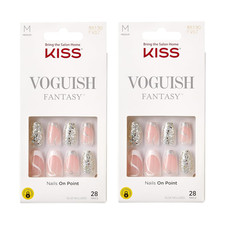 TWO BOXES Kiss Voguish Fantasy Fashspiration Glue-On Nails Medium Coffin Shape
