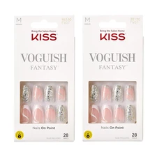 TWO BOXES Kiss Voguish Fantasy Fashspiration Glue-On Nails Medium Coffin Shape