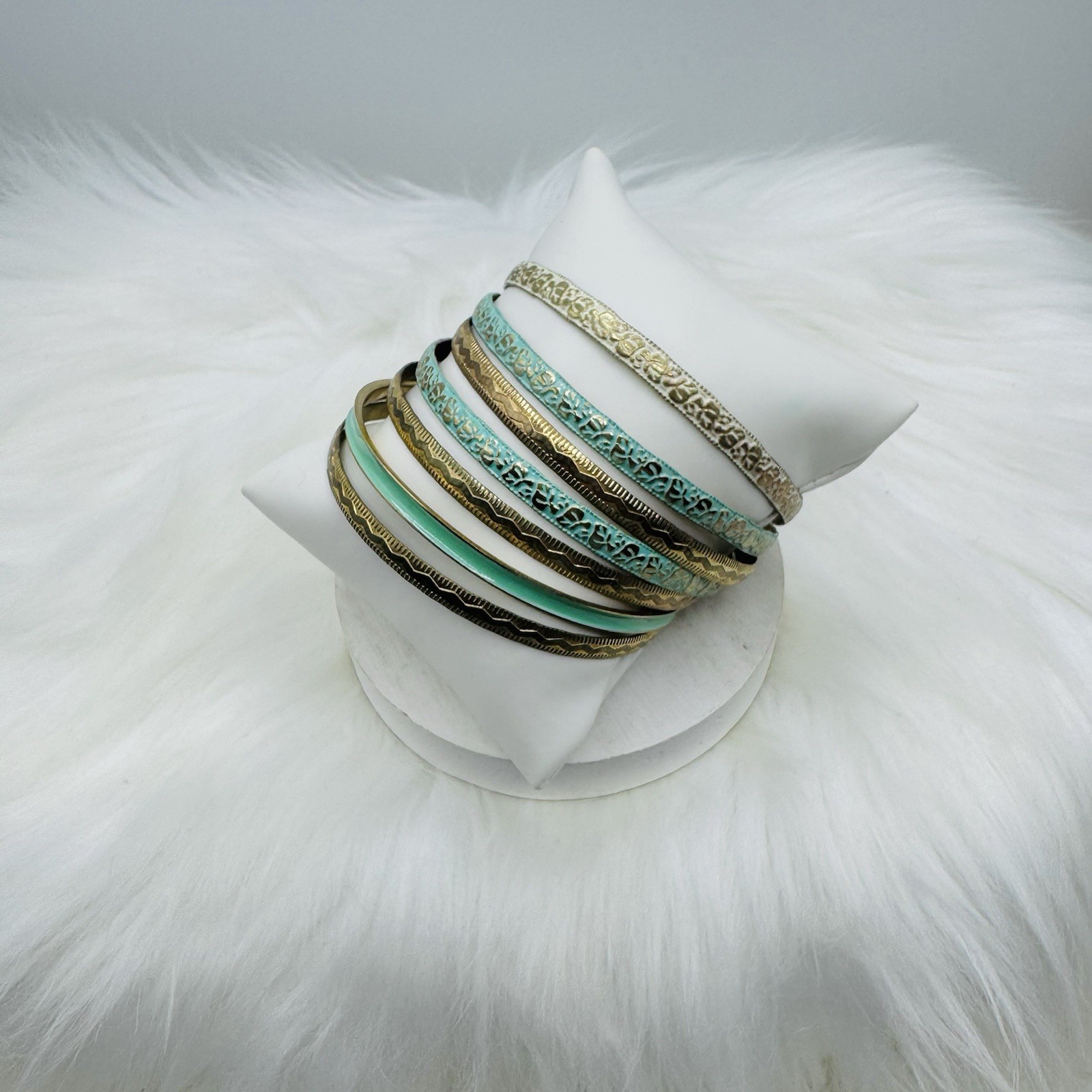 Mint & Gold Statement Bangle - image 6