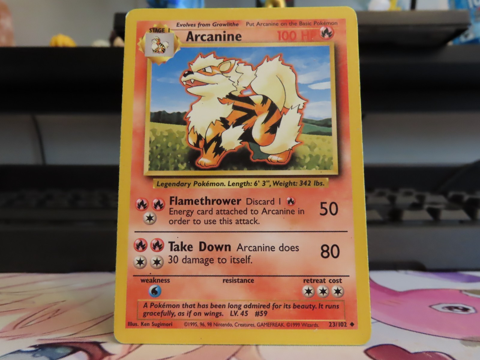 Pokemon Arcanine Base Set Moderately Played WOTC Vintage Rare Card