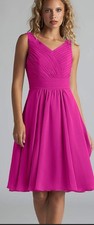 Azazie Grace Fuchsia A-Line Pleated Chiffon Dress 34