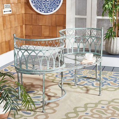 Outdoor Collection Lara Victorian Scroll Antique Dark Green Wrought Iron Kissing