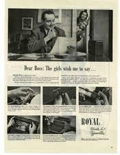1946 Royal Office Typewriter secretaries thank boss Vintage Print Ad