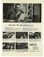 1946 Royal Office Typewriter secretaries thank boss Vintage Print Ad