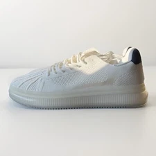 Toplife Men’s Sneaker Shoe Casual White Size 12 US Translucent Sole Navy Detail