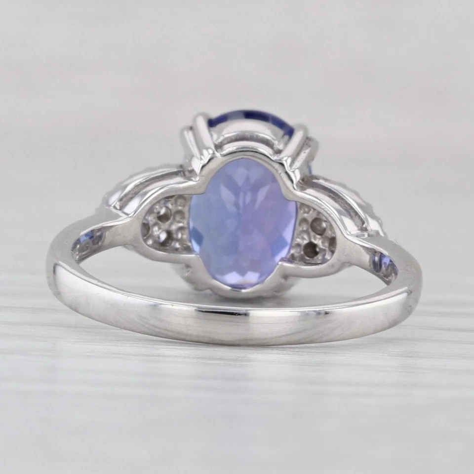 3.64ctw Oval Tanzanite Diamond Ring 18k White Gold Size 8 - Image 4 of 4