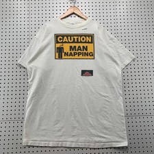 Vintage 90s Home Improvement Shirt Mens XL White Funny Man Napping USA 25x33.5