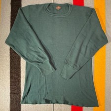 Vintage 90s Blank Olive Green Waffle Thermal Greatland Apparel Made in USA L