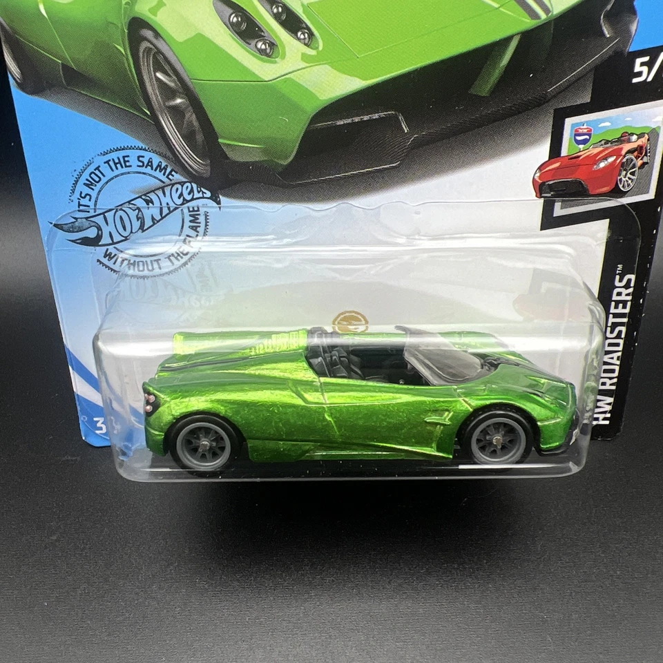 Pagani Huayra Roadster HW 20 Roadsters Super Treasure Hunt verde Hot Wheels 17 Foto 3 de 4