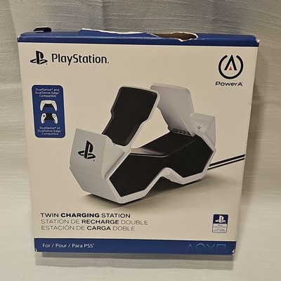 PowerA Twin Charging Station for PlayStation 5, White/Black, Weighted Base