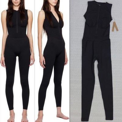 SKIMS ボディースーツ　xxs SKIMS Women's XXS/XS Contour Nylon Front Zip Sleeveless Catsuit