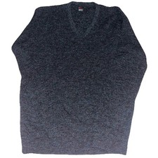 Vintage Robert Bruce V-Neck Sweater - Size L - Navy Blue Marl - Made in USA
