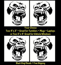 Gorilla 2 Pack Black Vinyl Decals Car Windows Laptop Tumbler Tablet Mugs