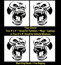 Gorilla 2 Pack Black Vinyl Decals Car Windows Laptop Tumbler Tablet Mugs