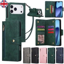 For iPhone 17 16 15 14 13 12 Pro Max Plus Wallet Case Card Holder Leather Cover