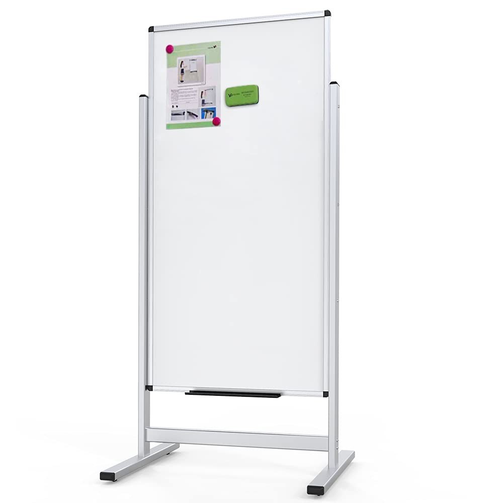 VIZ-PRO Double-sided Magnetic Stand Whiteboard, 48 X 24 Inches, Aluminium Frame