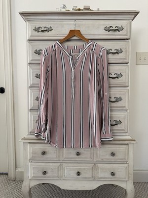 LOFT Pink Striped Professional Blouse Top
