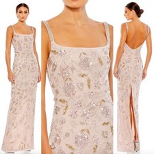 Mac Duggal NWT Rose Hand Beaded Floral Gown Beaded Spaghetti Straps Size 14