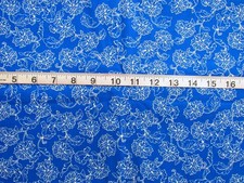 1 1/2 yd 100 Cotton Fabric Bright Blue with White Outlined Flowers