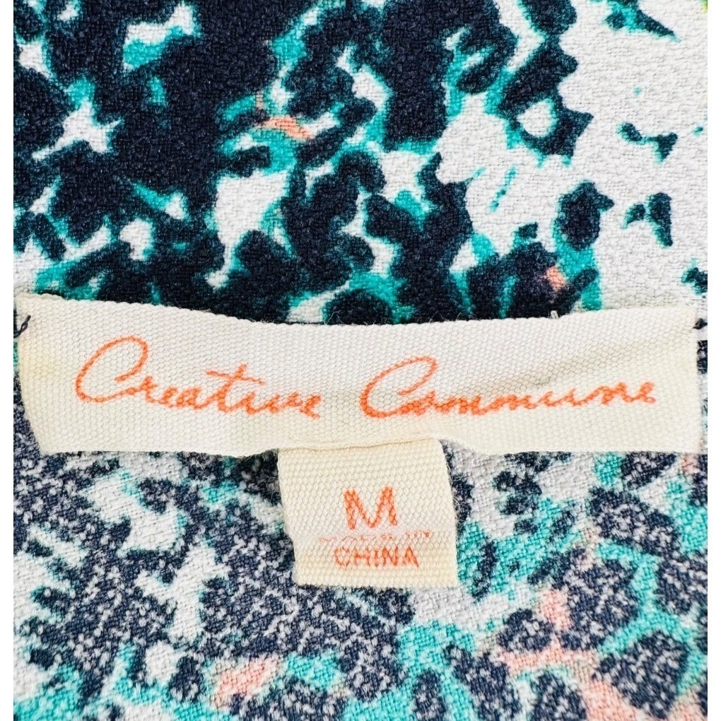 CREATIVE COMMUNE Cut-Out Shift Dress Green Floral Short Sleeve Women's Medium View 4